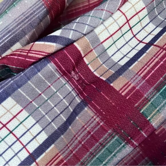 Vintage Plaid 1/4 Button Semi-Sheer Blouse Cape Cod Match Mates Patriotic - Picture 7 of 9